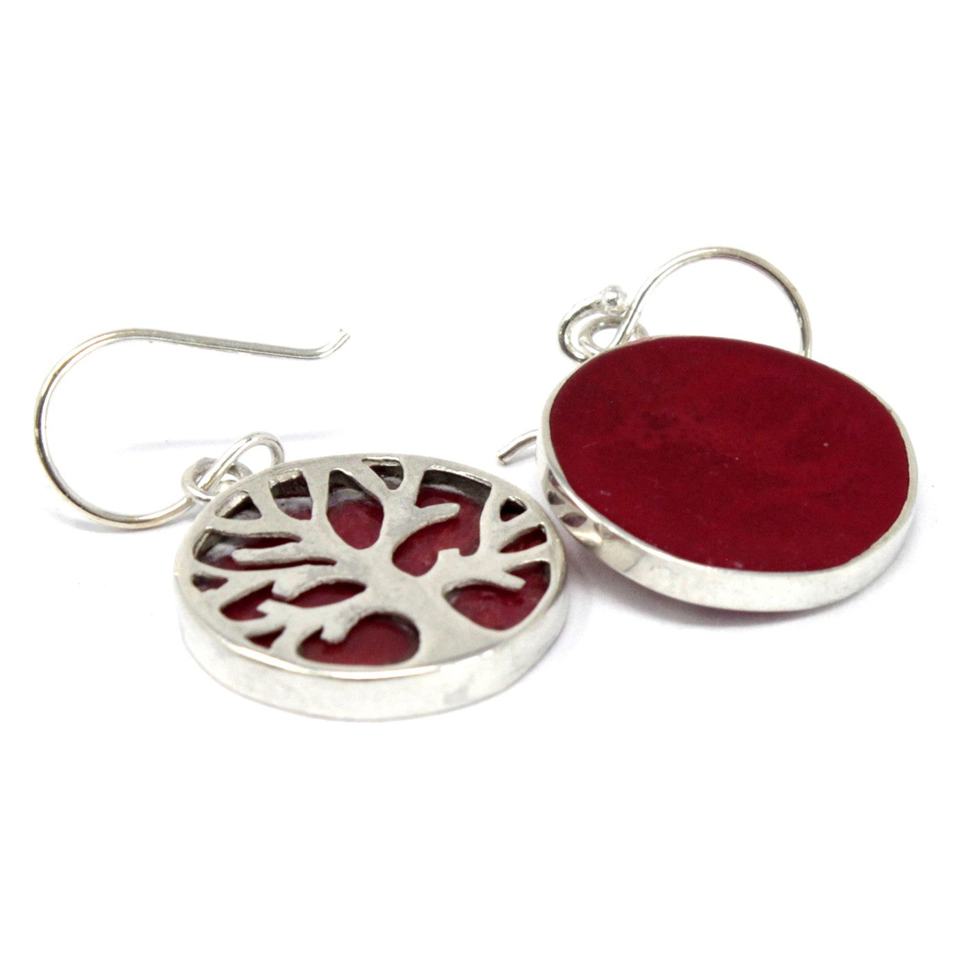 Coral Tree of Life Earrings - 925 Sterling Silver