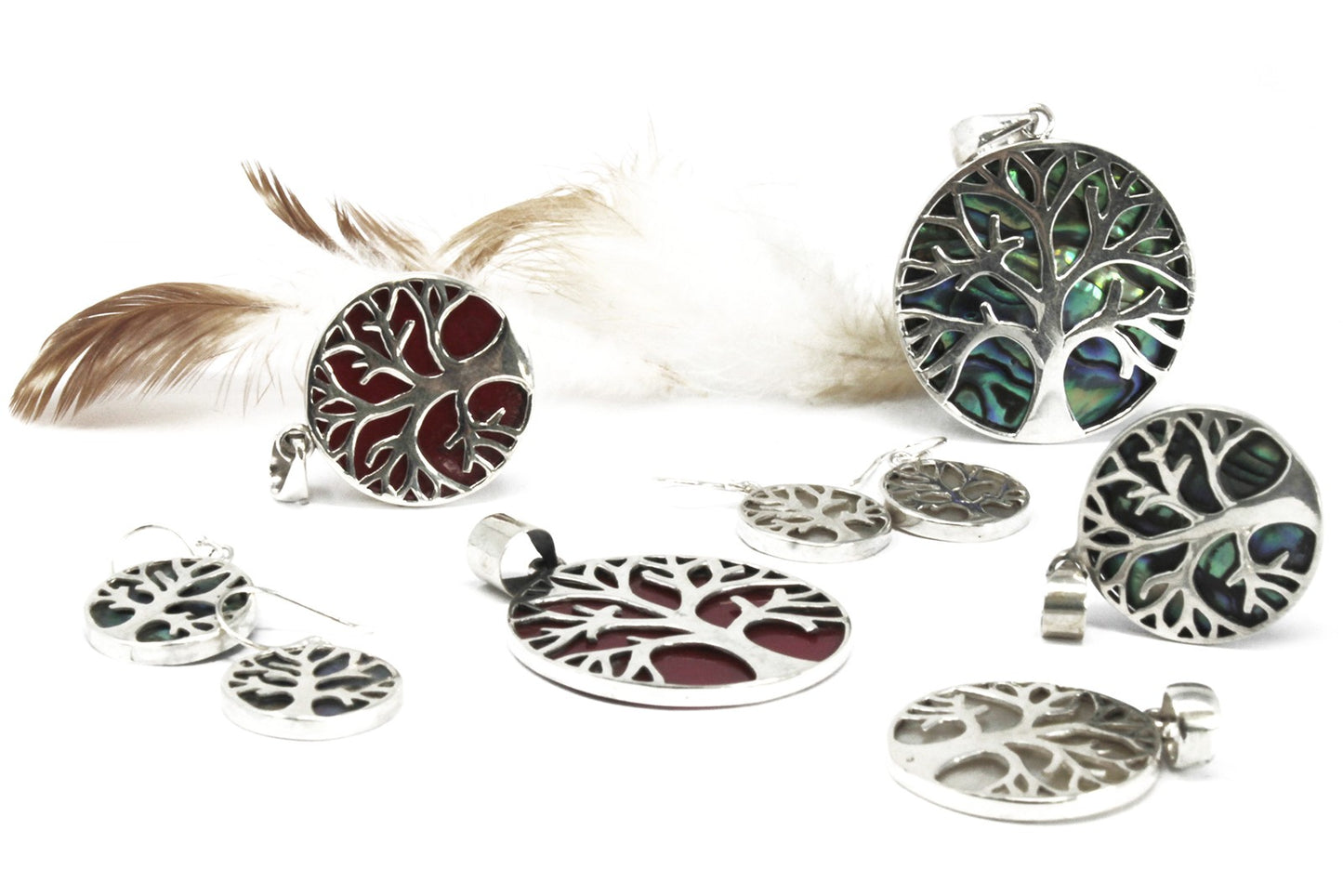 Coral Tree of Life Earrings - 925 Sterling Silver