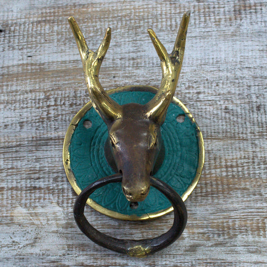 Brass Door Knocker - Stags Head