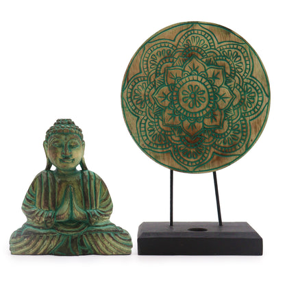 Buddha Feng Shui Set - Green Buddha Knot