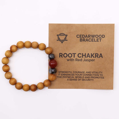 Cedarwood Root Chakra Bangle - Red Jasper