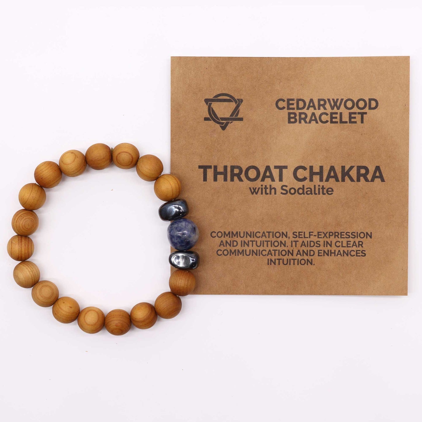 Cedarwood Throat Chakra Bangle - Sodalite