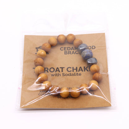 Cedarwood Throat Chakra Bangle - Sodalite