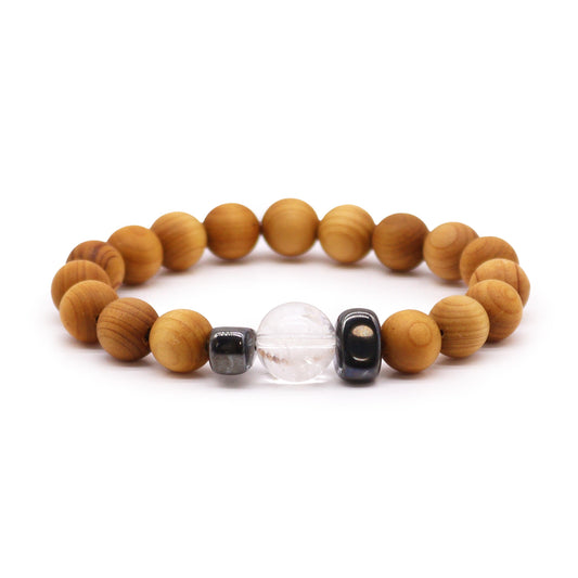 Cedarwood Crown Chakra Bangle - Clear Quartz