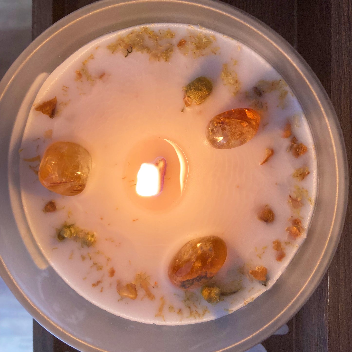 Green Tea and Citrine Gemstone Candle - Positivity