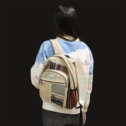 Small Hemp Backpack - Zig Zag Zips