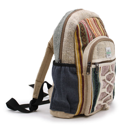 Small Hemp Backpack - Rope & Pockets