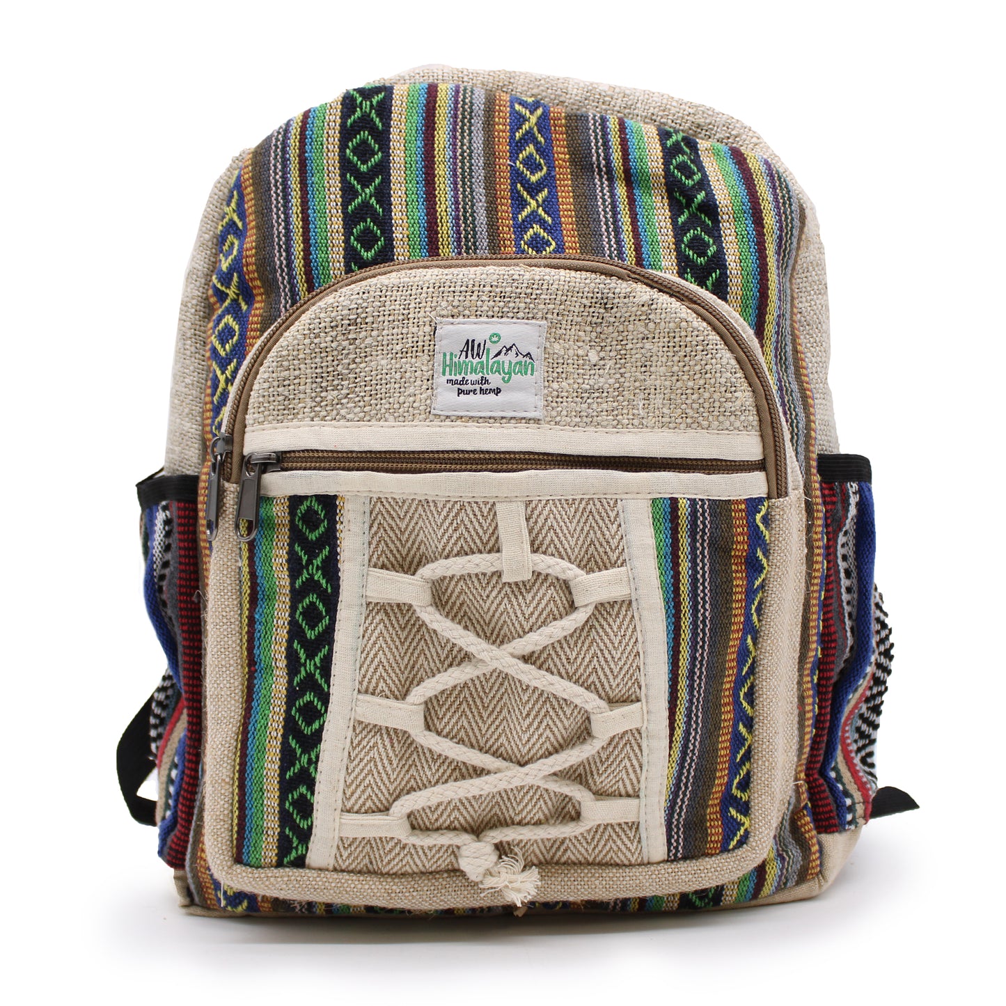 Small Hemp Backpack - Rope & Pockets