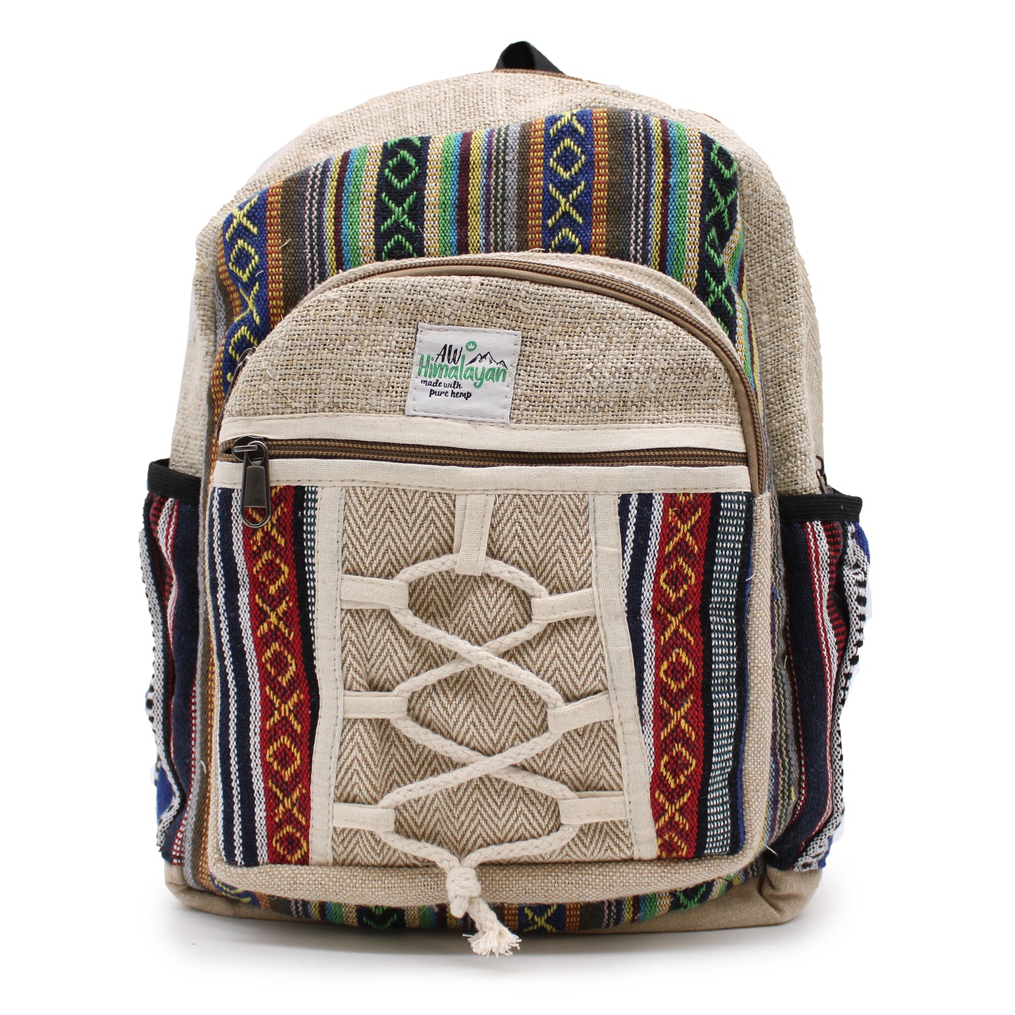 Small Hemp Backpack - Rope & Pockets