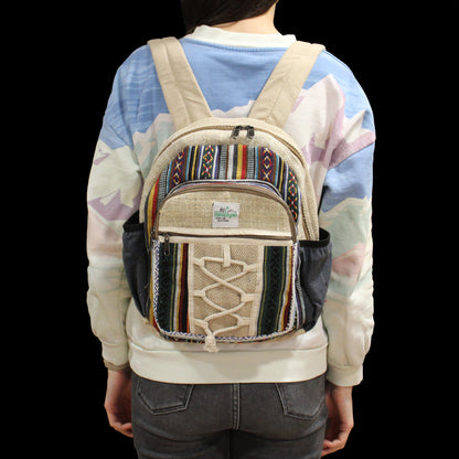 Small Hemp Backpack - Rope & Pockets