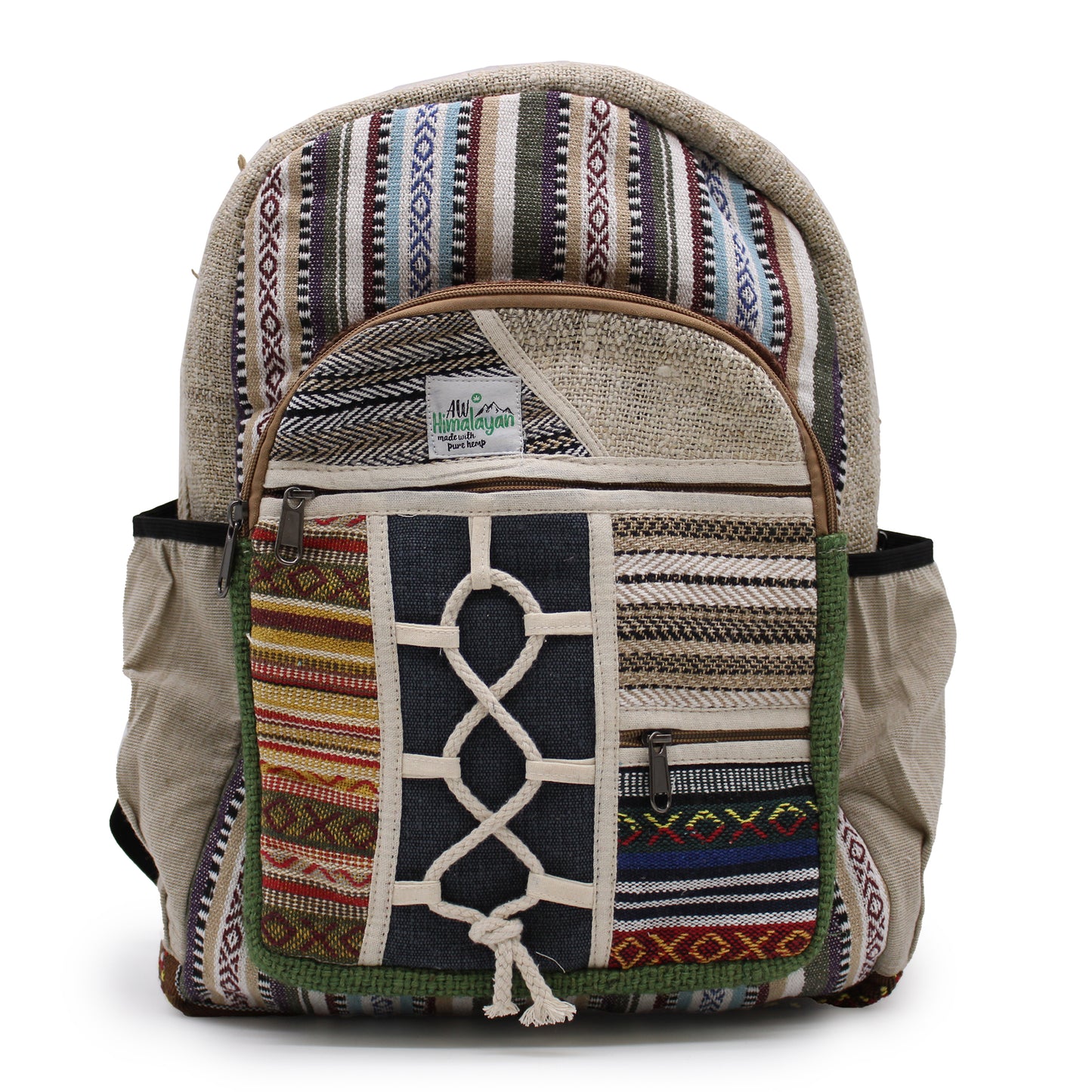 Large Hemp Backpack - Rope & Pockets