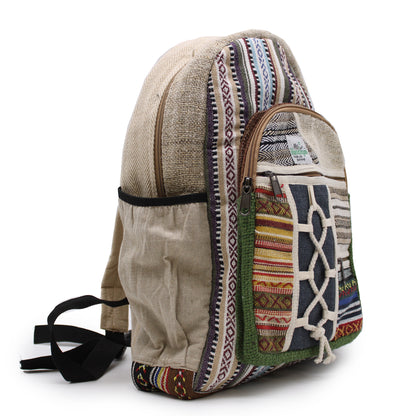 Large Hemp Backpack - Rope & Pockets