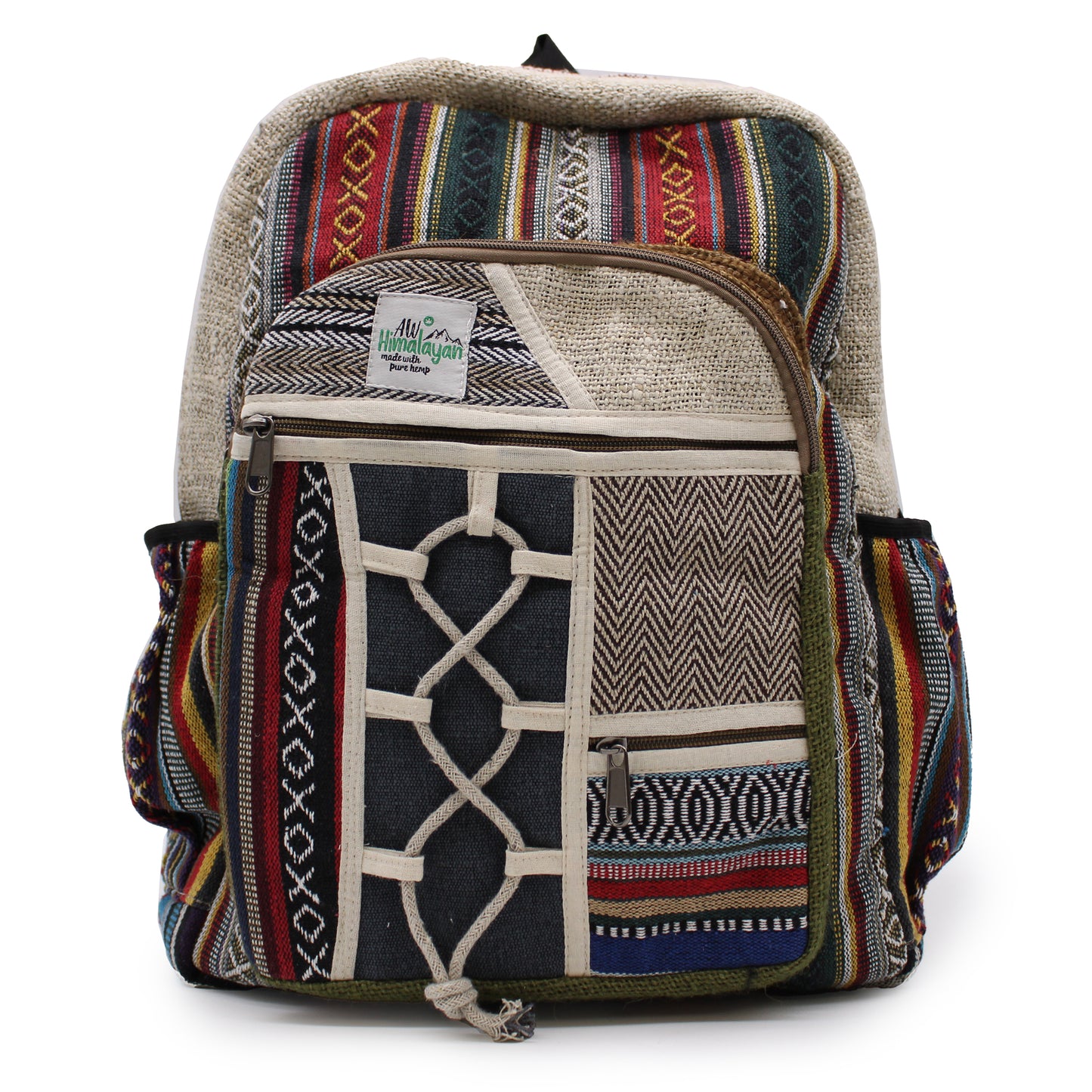 Large Hemp Backpack - Rope & Pockets