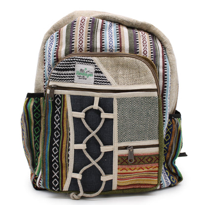 Large Hemp Backpack - Rope & Pockets