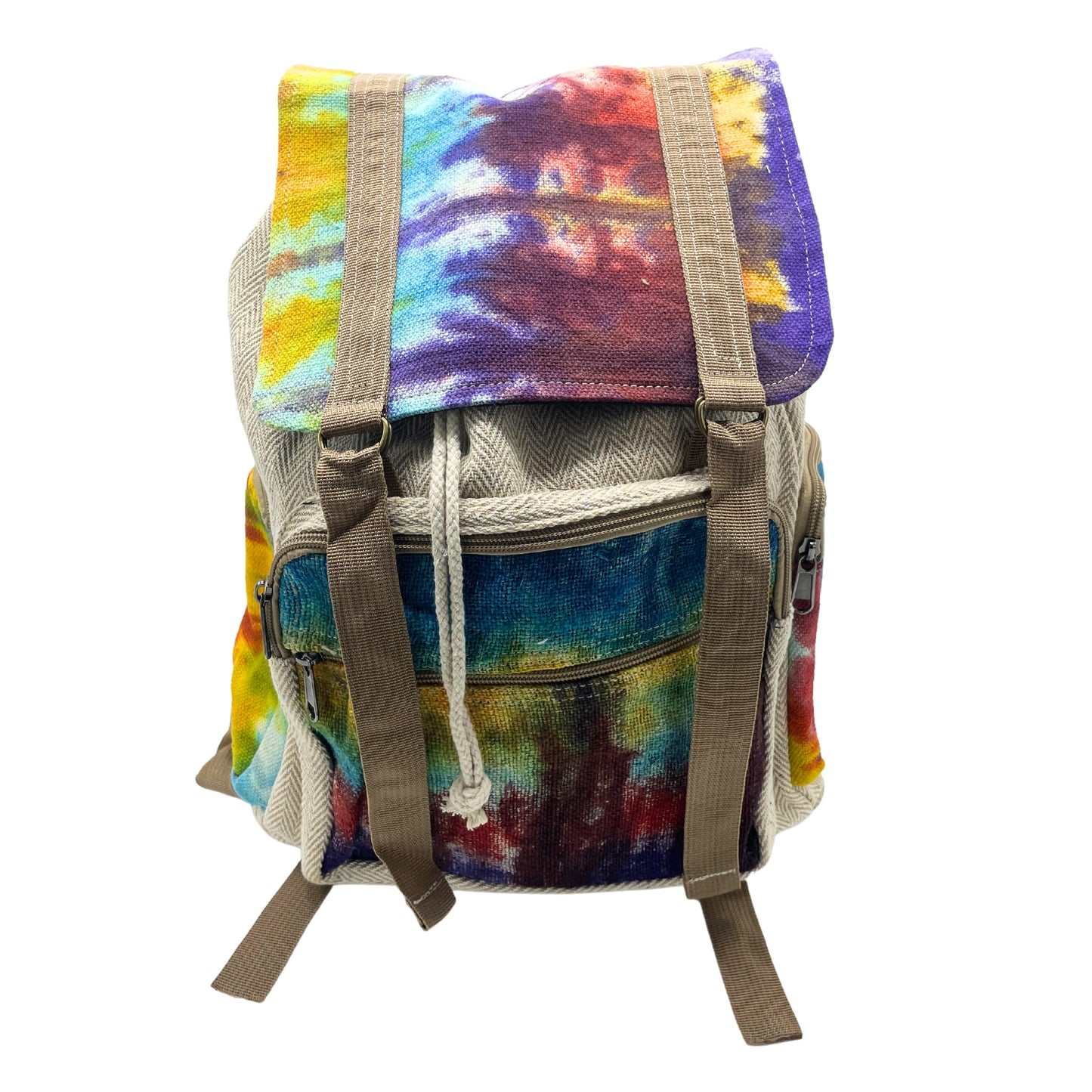 Large Hemp Square Backpack - Tiedye