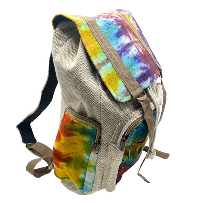 Large Hemp Square Backpack - Tiedye