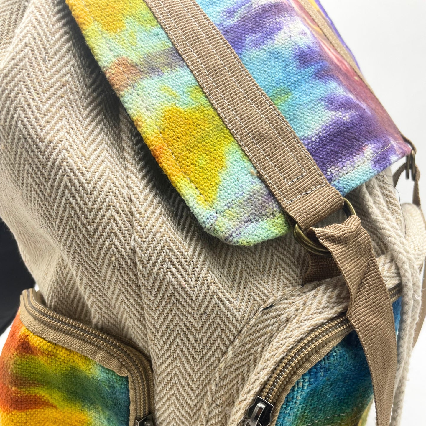 Large Hemp Square Backpack - Tiedye