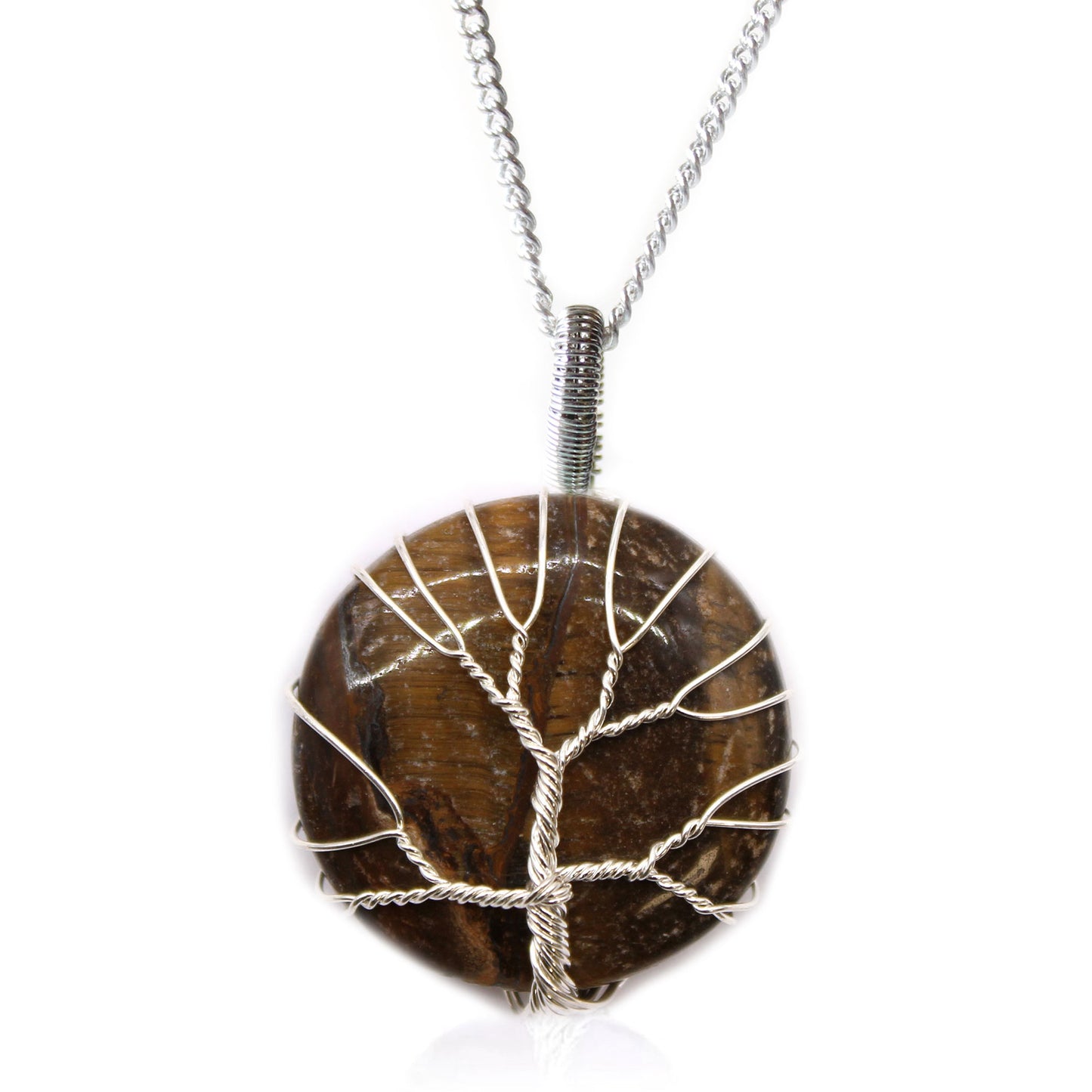 Tree of Life Gemstone Necklace - Tiger's Eye