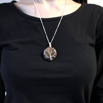 Tree of Life Gemstone Necklace - Tiger's Eye