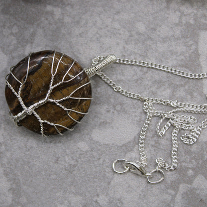 Tree of Life Gemstone Necklace - Tiger's Eye