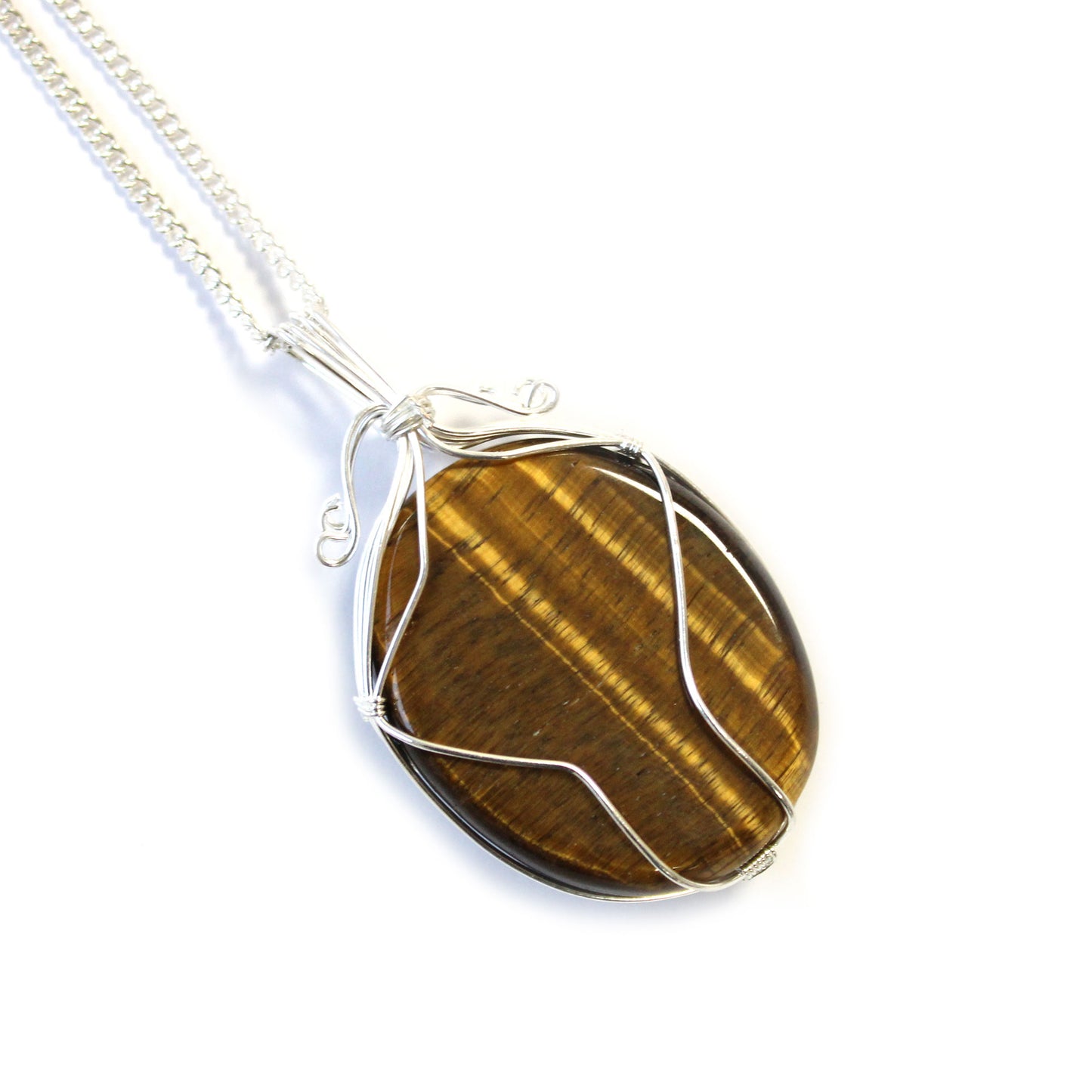 Swirl Wrapped Gemstone Necklace - Tiger's Eye