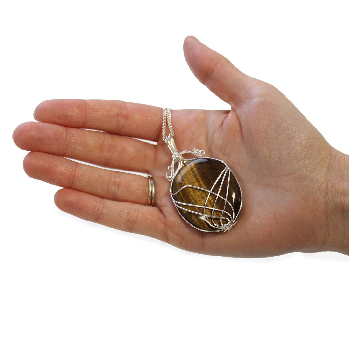 Swirl Wrapped Gemstone Necklace - Tiger's Eye