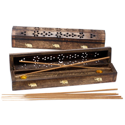 Incense Stick & Cone Smoke Boxes - Natural Mango Wood