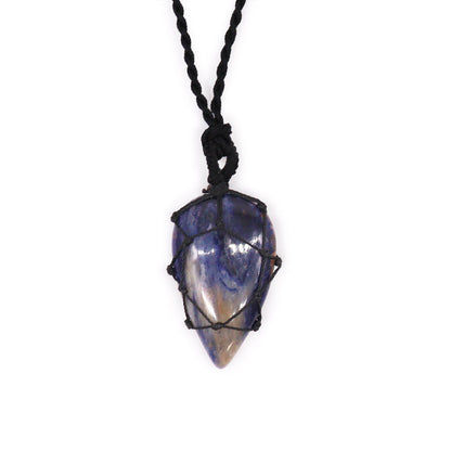 Laced Gemstone Teardrop Pendant - Soladite