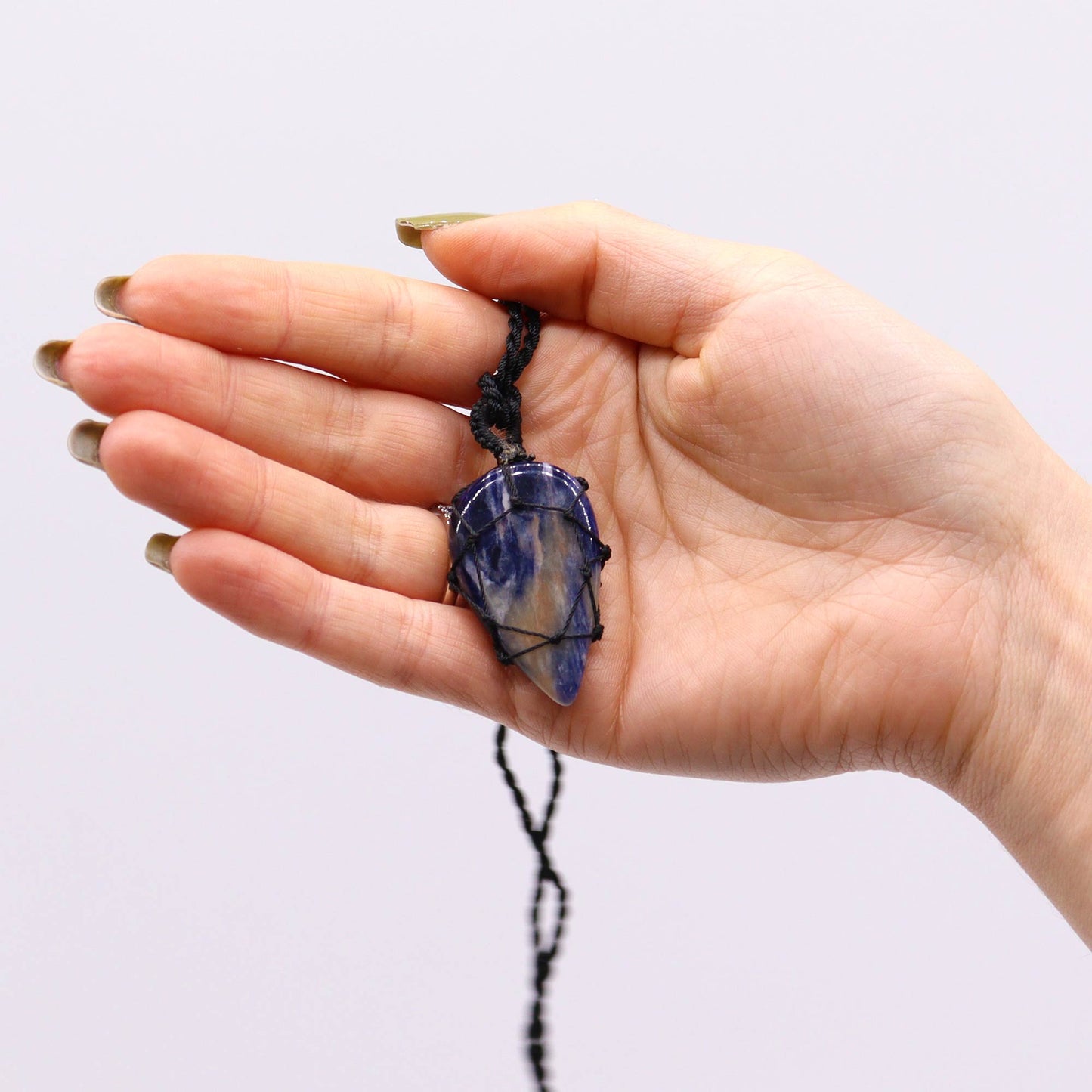 Laced Gemstone Teardrop Pendant - Soladite