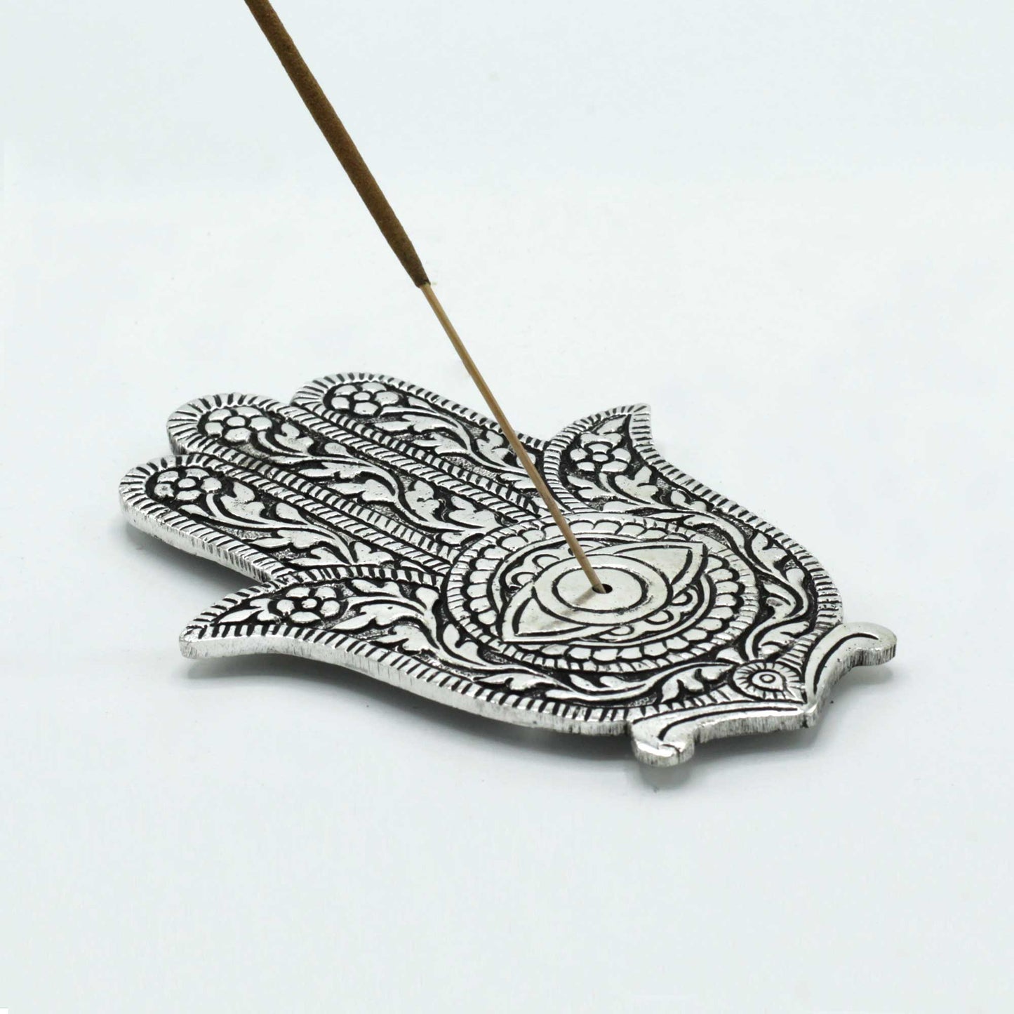 Aluminium Hamsa Incense Holder - 14cm