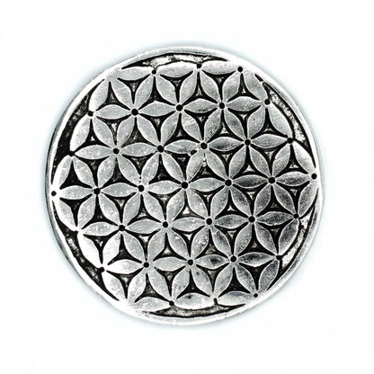 Aluminium Flower of Life Incense Holder - 11cm