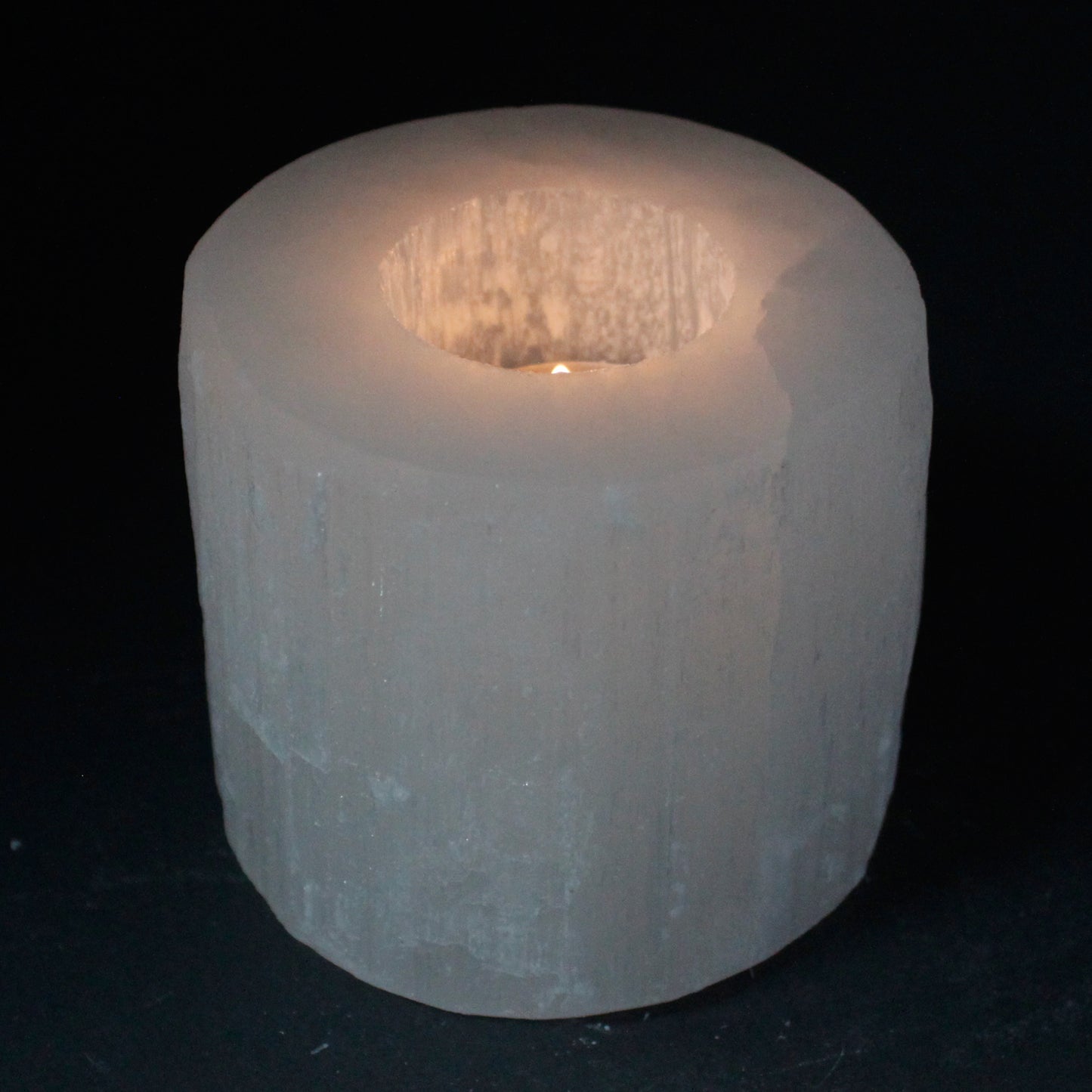 Selenite Crystal Cylinder Candle Holder