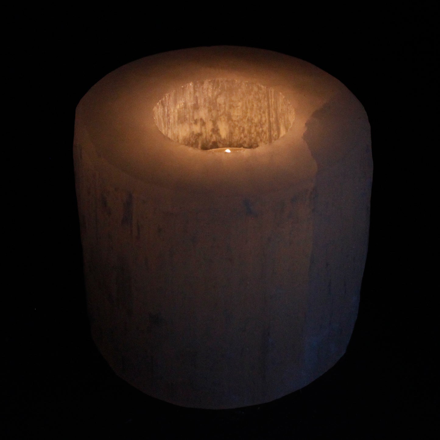 Selenite Crystal Cylinder Candle Holder