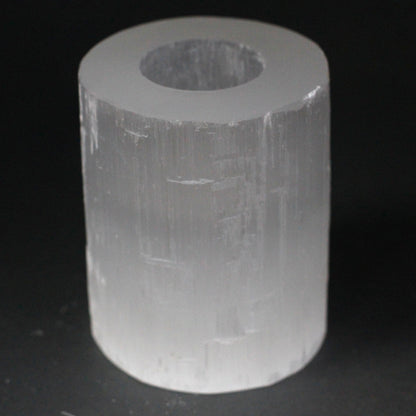 Selenite Crystal Cylinder Candle Holder