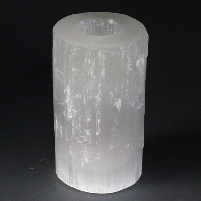 Selenite Crystal Cylinder Candle Holder