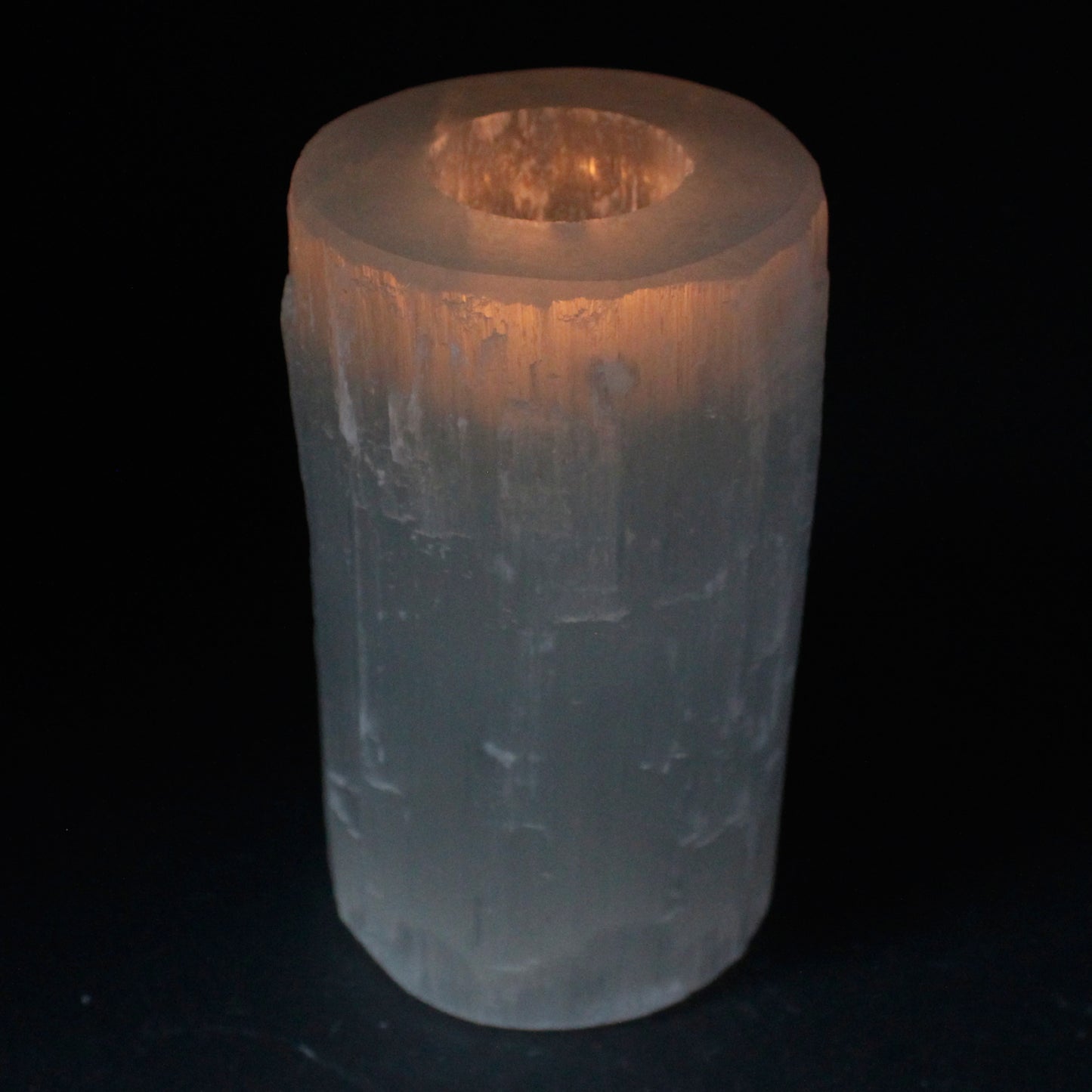 Selenite Crystal Cylinder Candle Holder