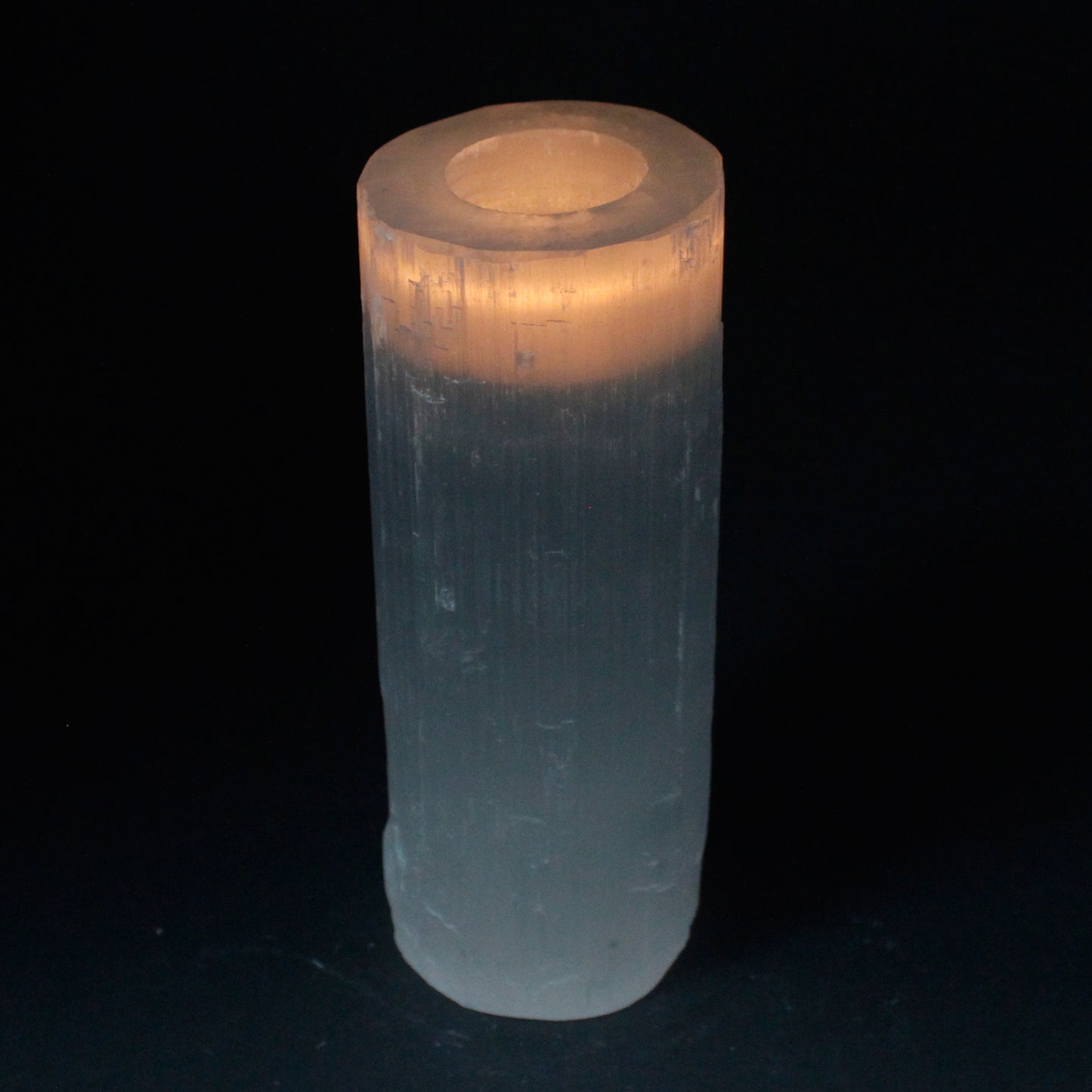 Tall Crystal Cylinder Candle Holder