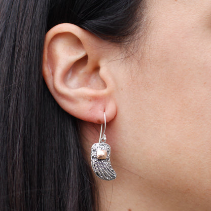 Angel Wing Earrings - 925 Sterling Silver & 18k Gold