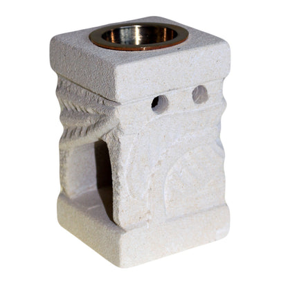 Sandstone Oil Burner - Carved Leaf