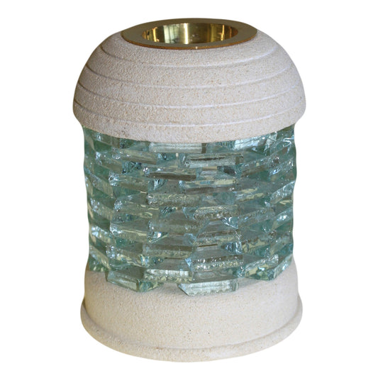 Sandstone Oil Burner - Round Glass Brick