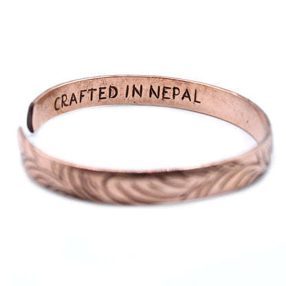 Copper Tibetan Bracelet - Slim Tribal Swirls