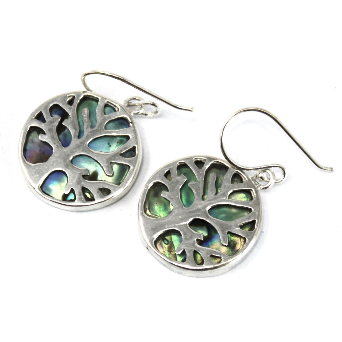 Abalone Tree of Life Earrings - 925 Sterling Silver