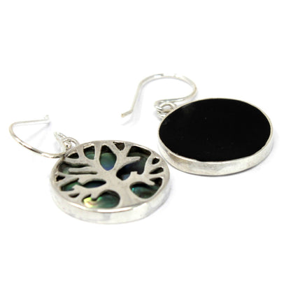 Abalone Tree of Life Earrings - 925 Sterling Silver