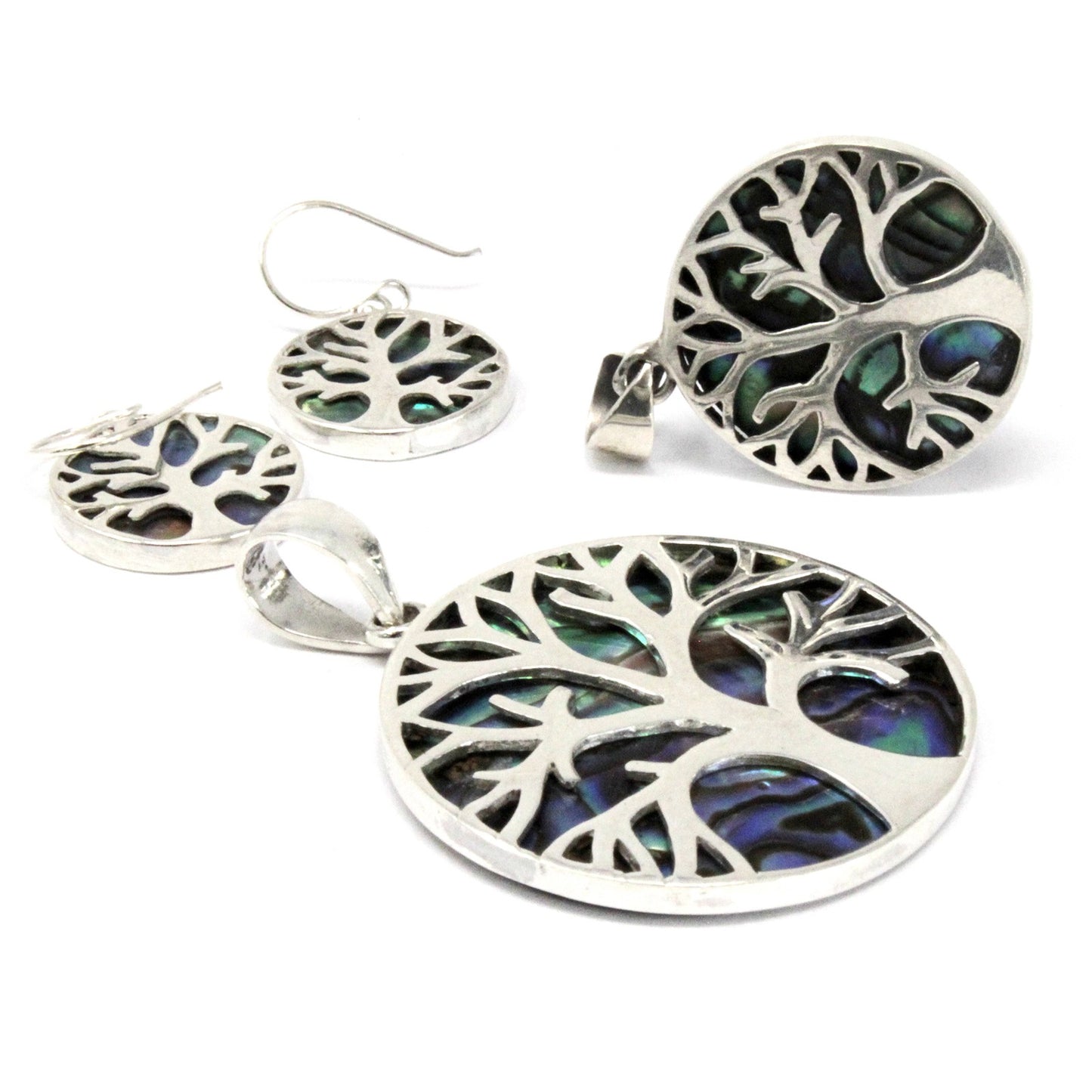 Abalone Tree of Life Earrings - 925 Sterling Silver